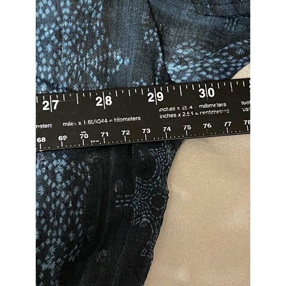 Cato Lace Up Blouse Womens 26/28 Blue Boho Floral Embroidered Sheer Smocked - Picture 9 of 11